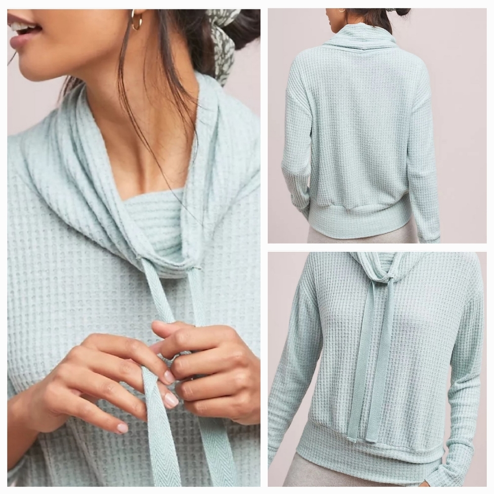 NWOT Anthropologie Saturday Sunday Waffle Knit Cowl Neck Pullover Size S